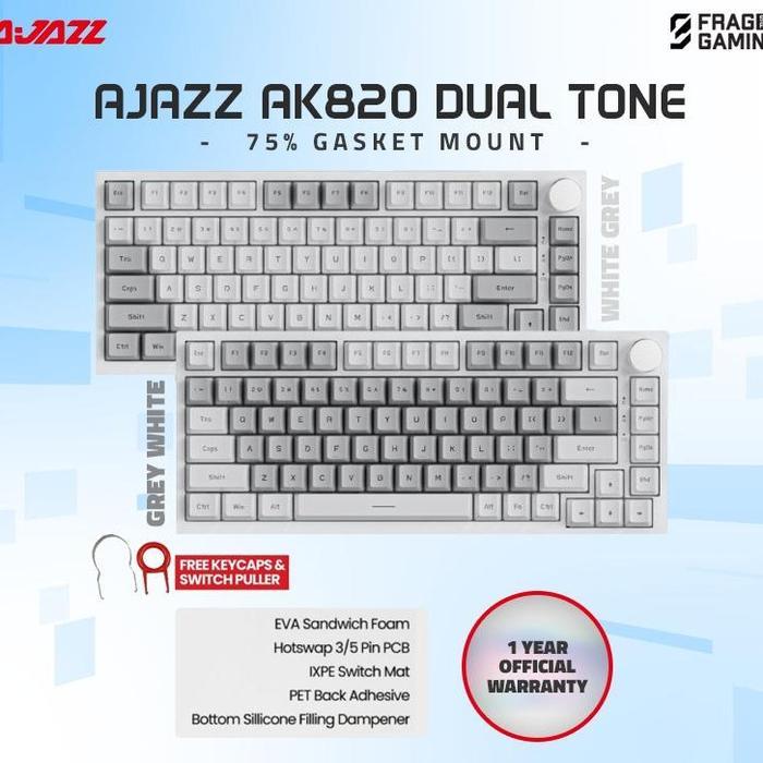 Special Price Ajazz Ak820 Dual Tone 75% Gasket Mount Mechanical Gaming Keyboard