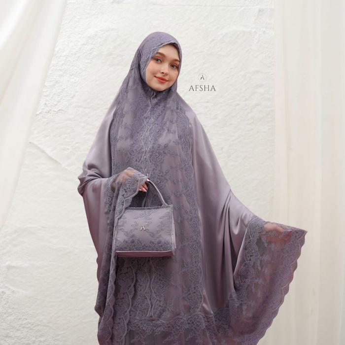 AFSHA - MUKENA DEWASA SILK PREMIUM (FREE SAJADAH, POUCH & BOX HAMPERS)