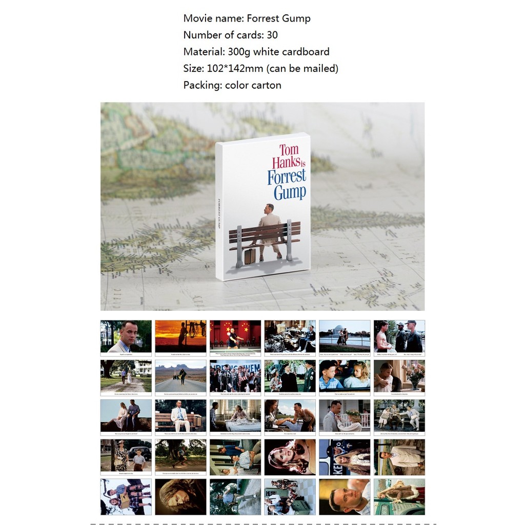 30 Sheets/Lot Tom Hanks is Forrest Gump Movie Postcards Mini poster Greeting Card Gift message Wall 