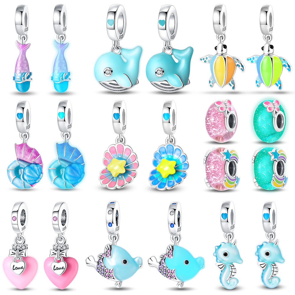Fit Original Pandora Charms 925 Sterling Silver Palette Butterfly Luminous Charm Dangle Pendent Bead