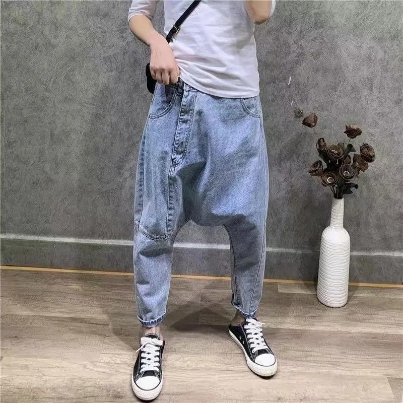 Ladies Loose Fit Denim Overalls Summer New Style Tapered Pants Slimming Individualized Drop Crotch