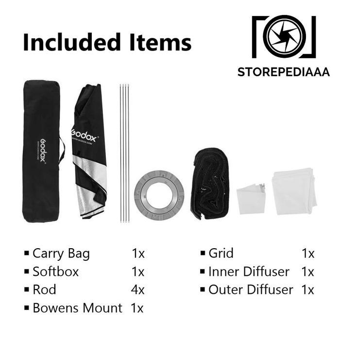 saod- Godox Sb-Fw35160 Softbox With Grid 35X160Cm Bowens Mount Rectangle