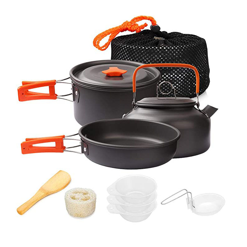 Camping Cookware Kit Outdoor Cooking Set Aluminum Equipment Outdoor Pot Travel Tableware Kitchen