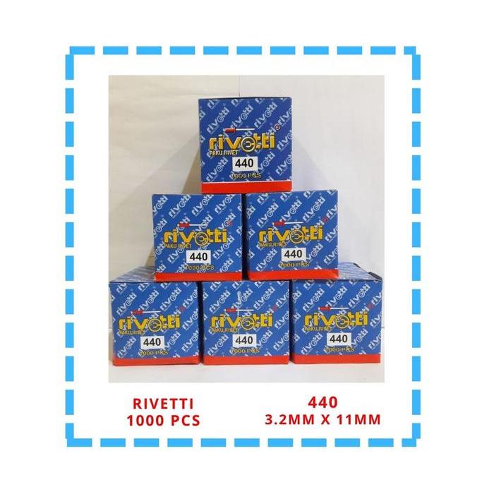 b881- 1 Kotak Paku Rivet Merk Rivetti 440 Ukuran 3.2Mm X 11Mm Isi 1000 Pcs