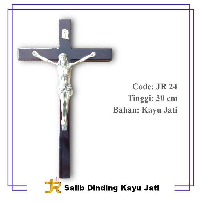IFY (IMPORT) SALIB DINDING KAYU JATI 30 CM/SALIB KATOLIK/SALIB GANTUNG ROSARIO/JR24 TERMURAH