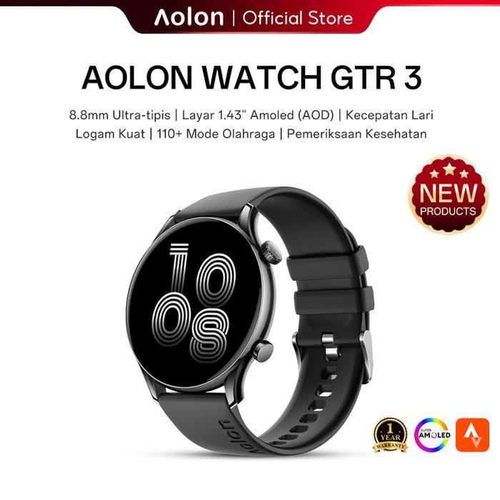 Garansi 1 TahunAolon GTR3 Jam Smartwatch Pria Ultra Tipis 8.8mm Layar AMOLED 1.43 Inci Bluetooth 5.3