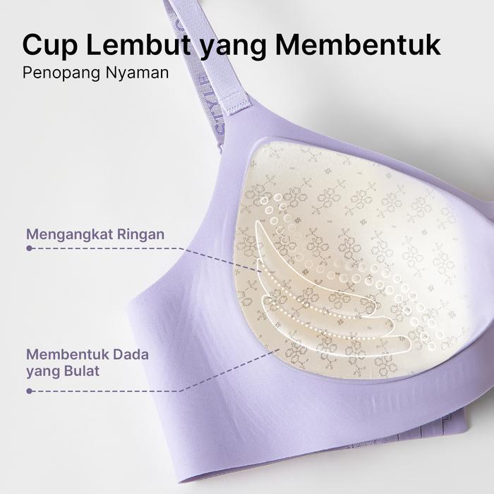 havr- Greney-Bra Seamless Mulus Menopang Bh Cewek Lingerie Tali Bahu Huruf Mengkilap Cup