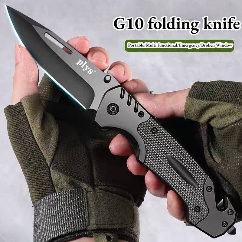 Outdoor stainless steel pocket knife, high hardness knife, portable folding knife, outdoor barbecue
