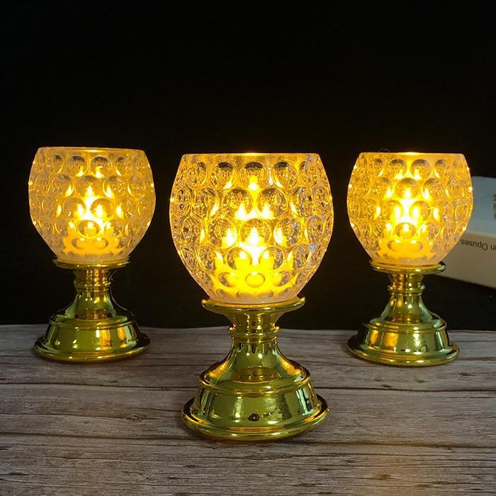 Lampu Led Lilin Portable Gelas Kristal Kado Souvenir Nikah Bday Mjrah