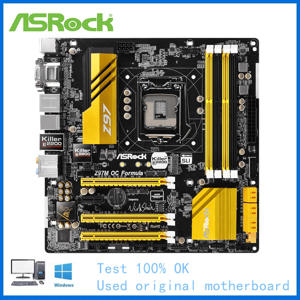 For ASRock Z97M OC Formula Computer USB3.0 SATAIII Motherboard LGA 1150 DDR3 Z97 Desktop Mainboard U