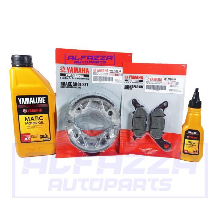 PAKET OLI YAMALUBE MATIC & OLI GEAR YAMALUBE & KAMPAS REM DEPAN BELAKANG MIO SOUL MIO SMILE MIO J