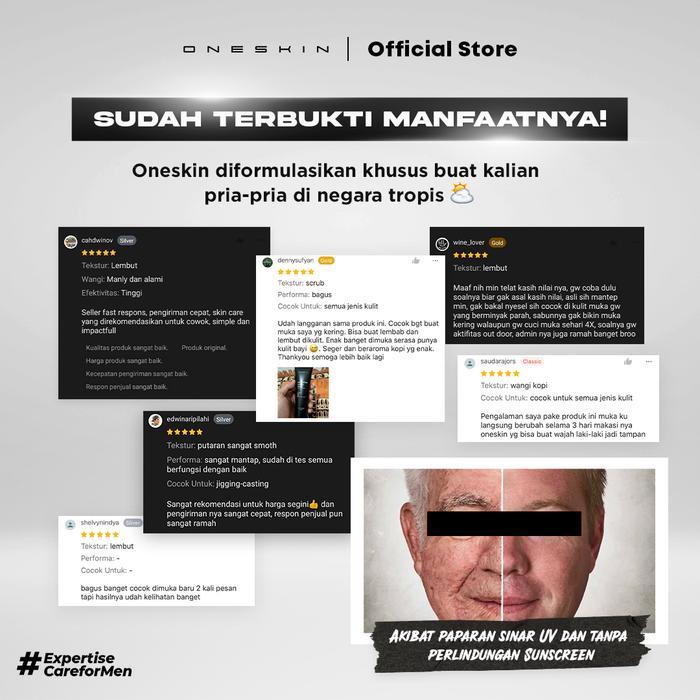 kdln- Oneskin Paket Active Skincare Pria Dengan Perlindungan Maksimal (Facial Wash, Serum,