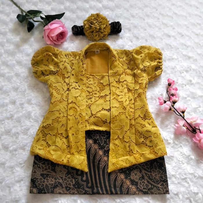 KEBAYA BAYI / KEBAYA ANAK / KUTUBARU ANAK HIJAU LEMON
