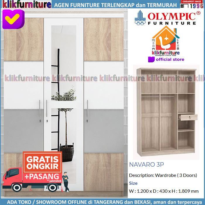Lemari Navaro Olympic 3 Pintu Cermin Minimalis