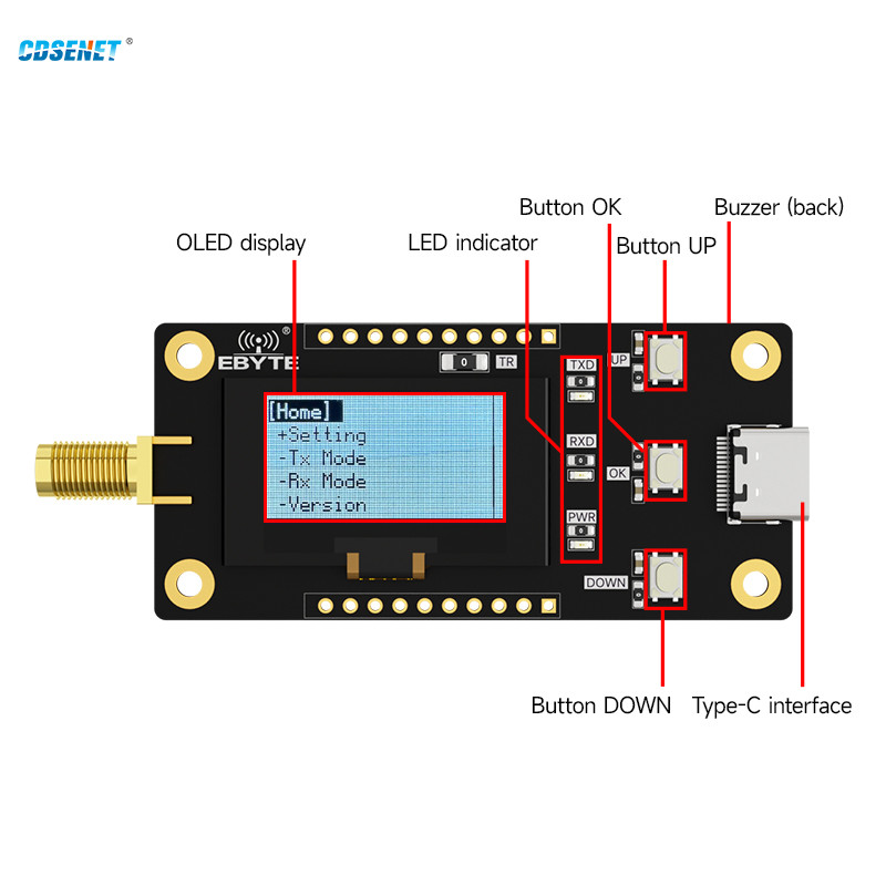 433Mhz Lora Rf Transceiver Offline Test Development Kit Oled Display Cdsenet E32-400Mbh-Sc 30Dbm
