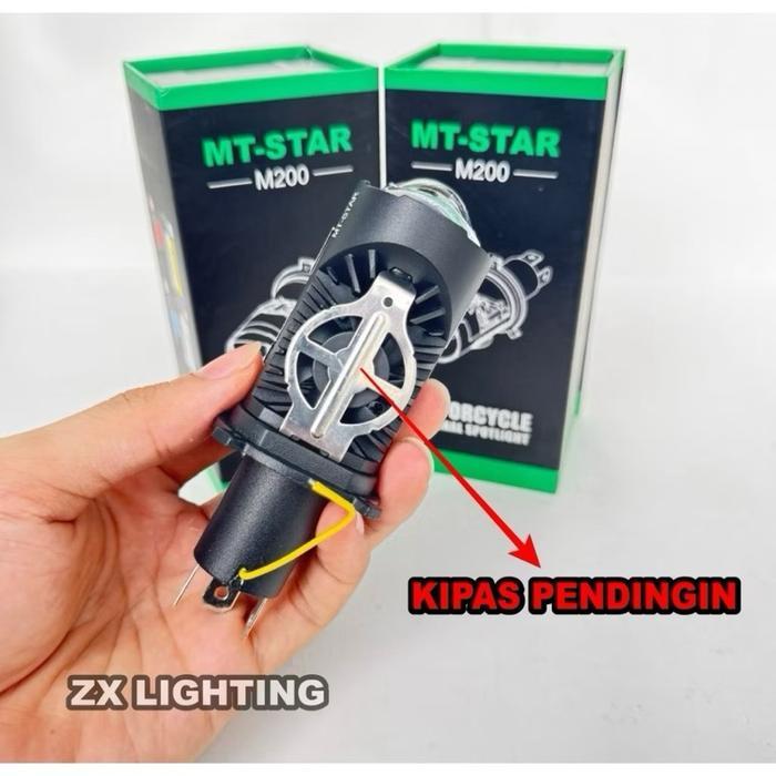 Mini Laser H4 Mt-Star Lampu Mini Projector H4 Mini Led M200 Mt-Star Blue-Lens Mobil Dan Motor