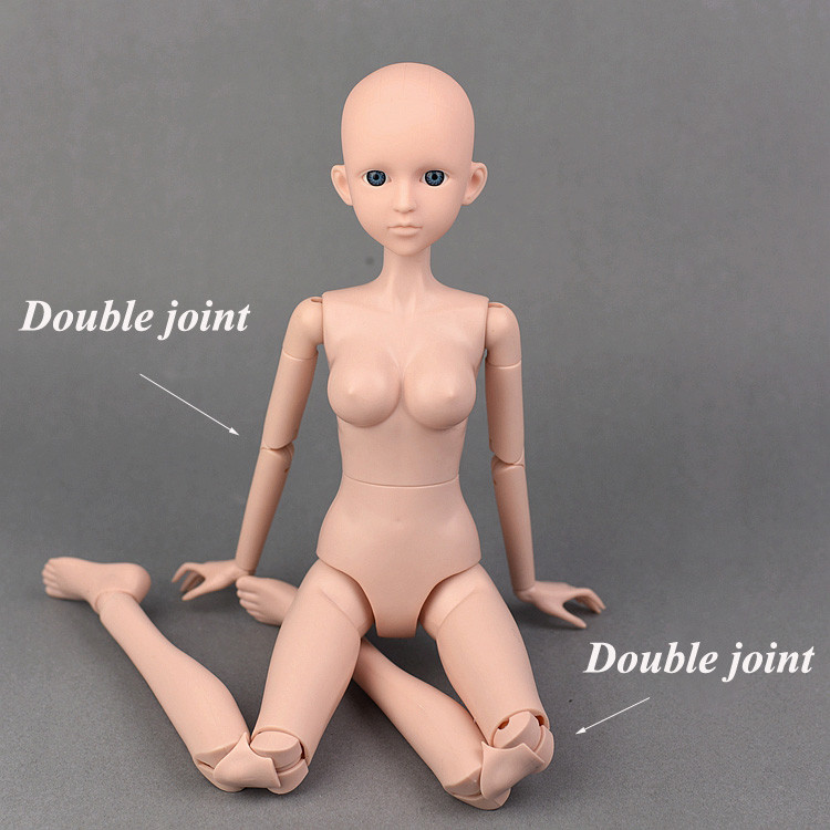 3D Real Eyes Nude Naked 1/4 BJD XINYI Doll / 45cm Original Doll body with Double Knee Elbow Joint / 