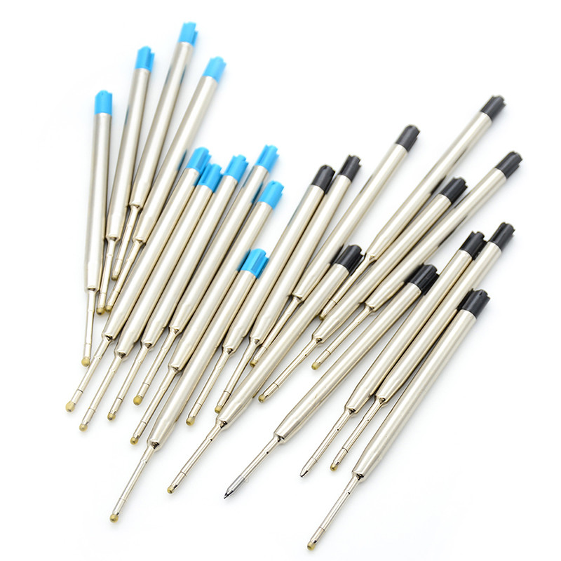 10Pcs Blue Ink Parker Style Standard 1.0mm Ballpoint Pen Refills Nib Medium Push Action Rotary Unive
