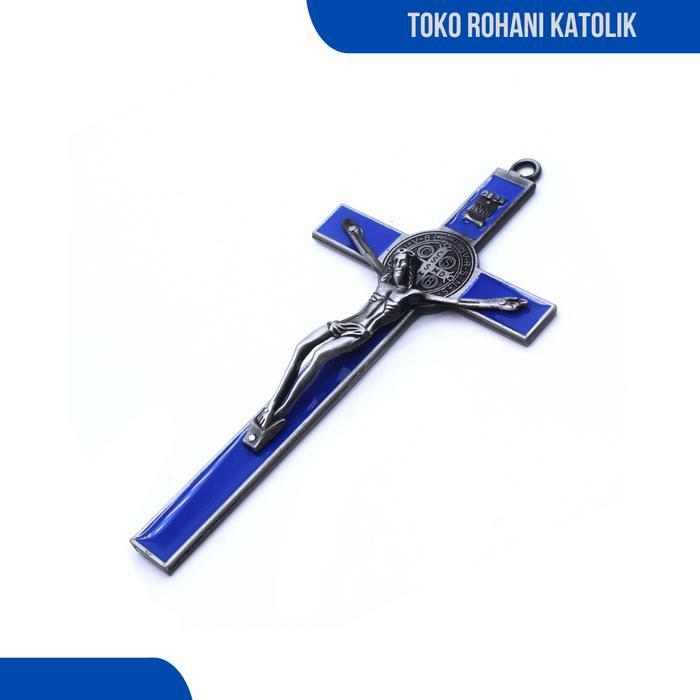 Salib Gantung Logam Benedict + Kotak (20 Cm) / Salib Dinding Katolik / Salib Gantung / Salip / Salib