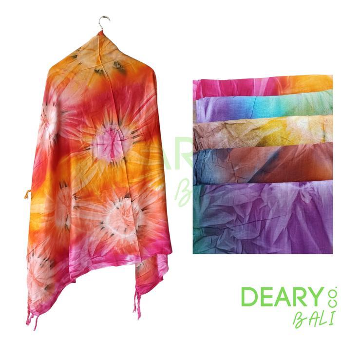 Kain Sarung Pantai Bali Tie Dye Pelangi Bahan Rayon Tipis Adem Lembut