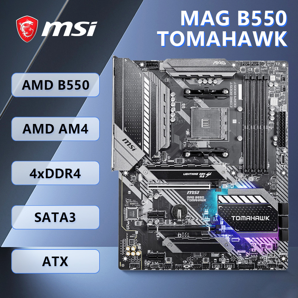 MSI MAG B550 TOMAHAWK Motherboard AM4 Support Ryzen 9 5900X R7 5800X3D R5 5600G CPU use AMD B550 Chi