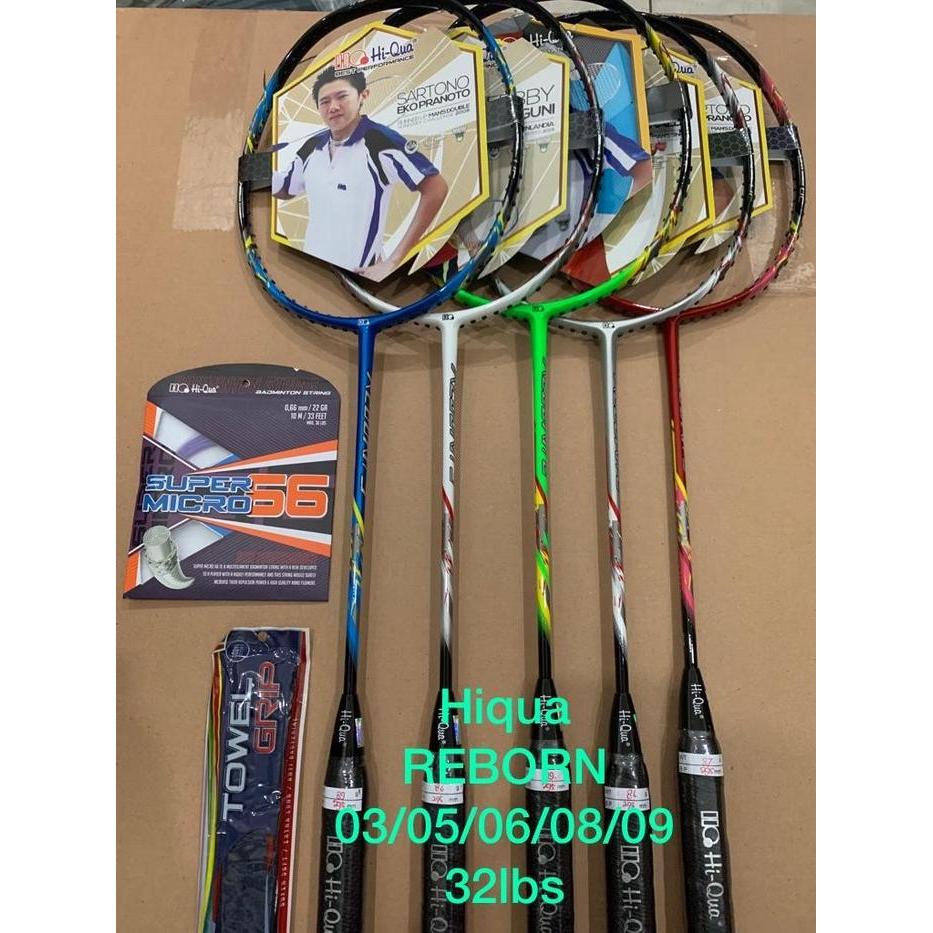 Raket Badminton HIQUA HQ REBORN 3/5/6/8/9 ORIGINAL KUAT 32LBS