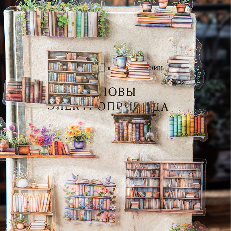 Mr Paper 60Pcs/bag Book Landscaping PET Stickers Reading Promenade Series Handbook Stickers DIY