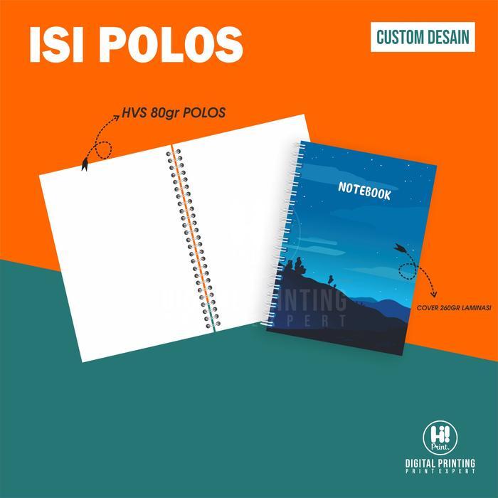 Cetak custom notebook buku catatan A6 100 lembar isi polos