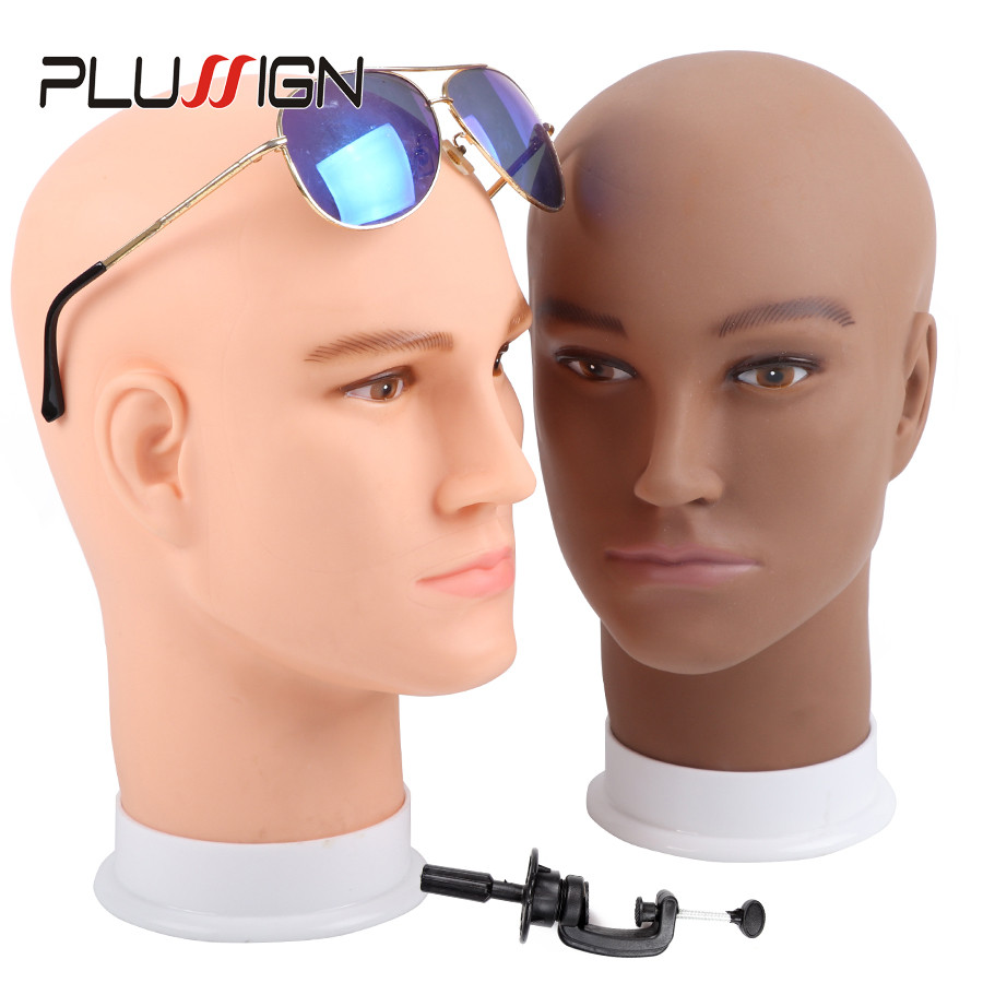Famous Brand Plussign Male Bald Head No Hair Mannequin Jewelry Model Glass Hat Wig Display Base Man