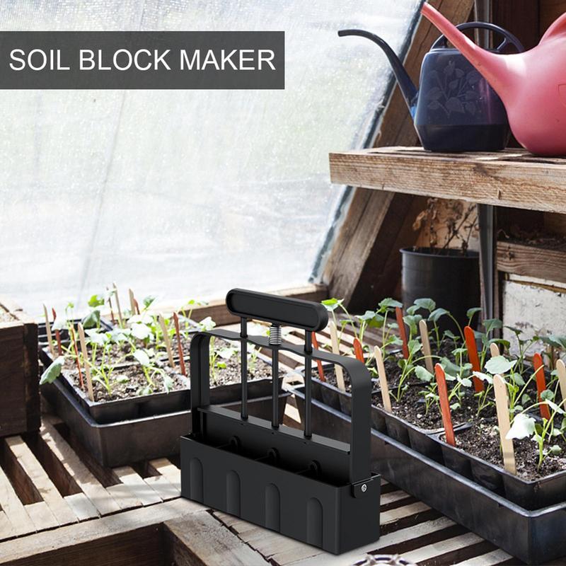 Handheld Seedling Soil Blocker Soil Block Maker with Dibbles Dibbers