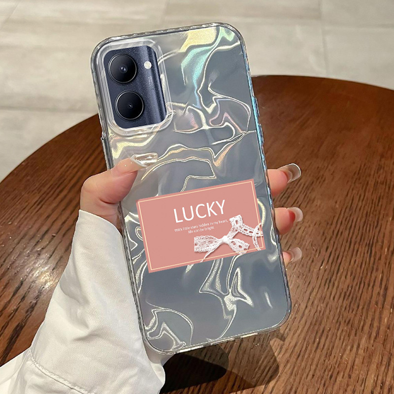 Casing Hp Untuk Realme C33 Case Lucky Card Pita renda Lovely Gradiant Laser  Kesing Kasing Cesing Si