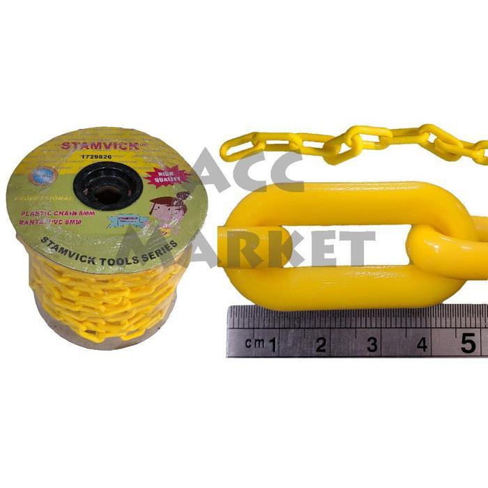j88o- Rantai Plastik Pembatas Pvc Meteran 8 Mm Warna
