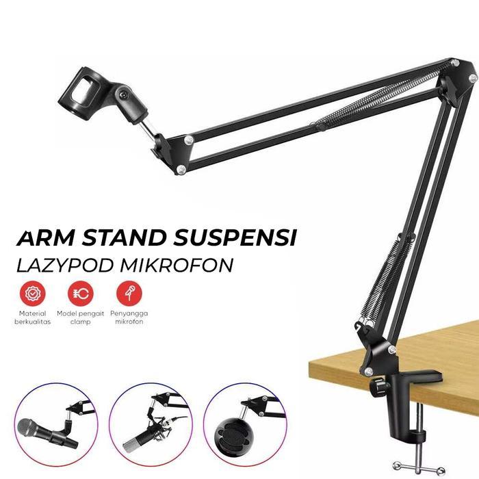 JUAL Stand Microphone Stand Mic Arm Suspensi Lazypod Arm Stand Podcast