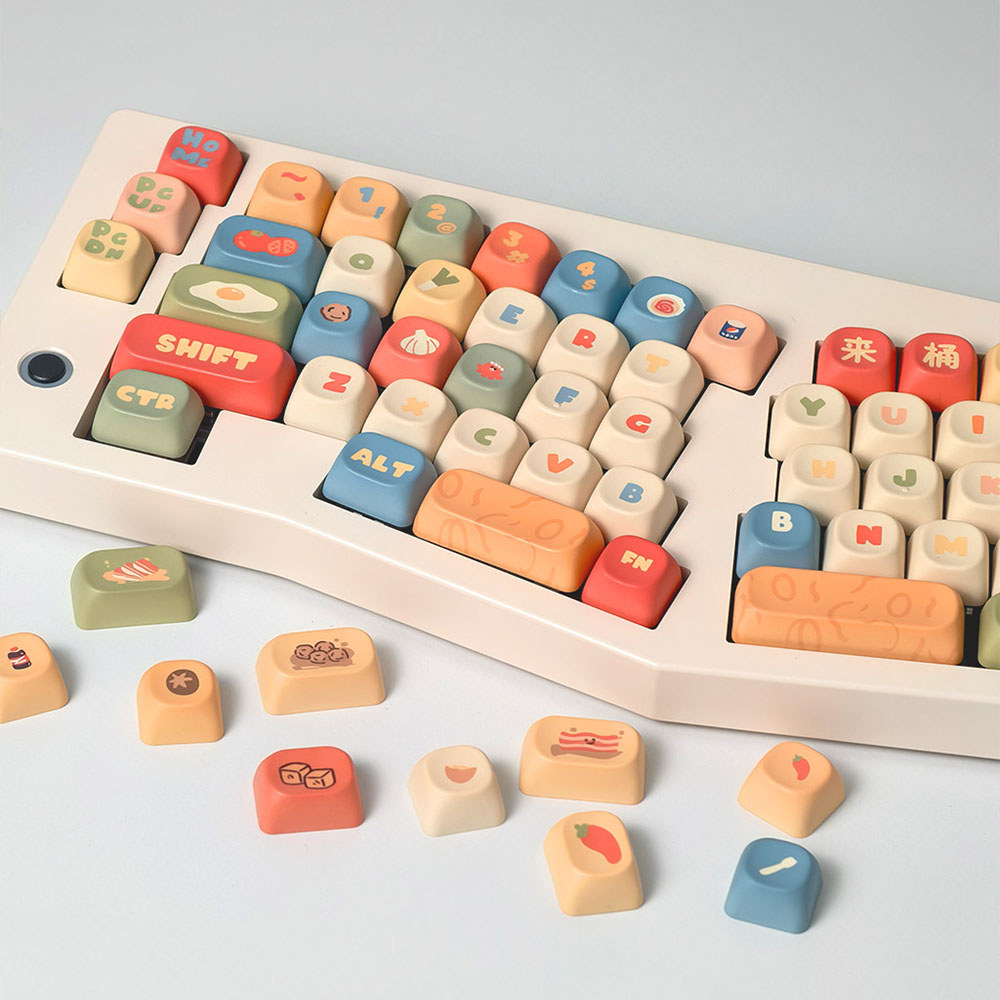 Instant Noodle Theme Keycap MOA Profile Round Cartoon Cute Mechanical Keyboard Caps Five-Sided