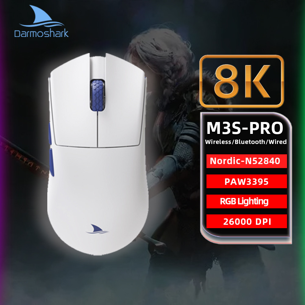 Genuine Darmoshark M3S-Pro 8KHZ Wireless Bluetooth Esports Gaming Mouse PAM3395 26KDPI N52840 Ergono