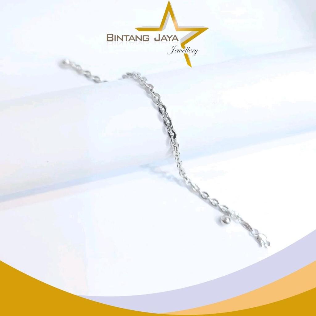 Gelang Emas Asli - Rantai Nori 2 Lonceng Kait Per Whitegold - Kadar (17K) - Berat - 3,95gr - Panjang