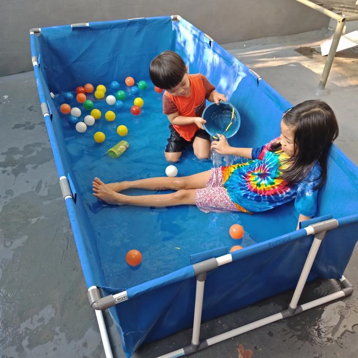 KOLAM TERPAL/KOLAM ANAK BAHAN ORCHID 2X1X0.5M + SET RANGKA PARALON