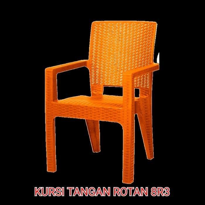 Kursi Bangku Sender Plastik Motif Anyaman Rotan Napolly 8R3 Arm