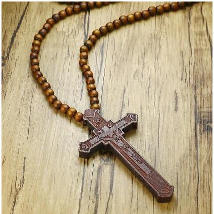 Kalung Salib Pria Rosario Besar Panjang / Kalung Rosario Salib Jesus High Quality Premium - Men