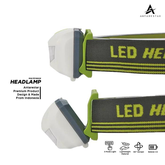 Headlamp LED Multifungsi Outdoor Senter Kepala Lampu Batre Pria Head Lamp Gunung Camping Hutan Hitam