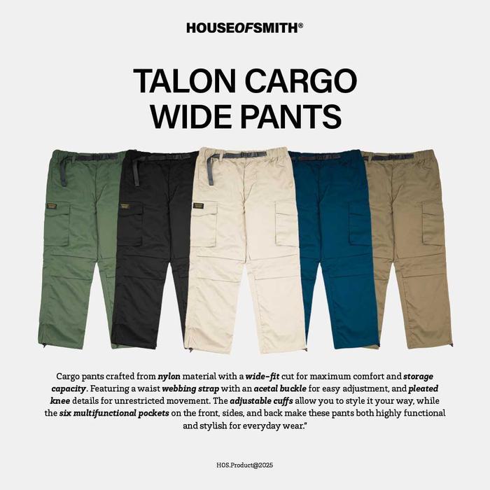 hez3- House Of Smith Cargo Wide Pants Talon Cargo Wide Pants - Celana Cargo Panjang Pria