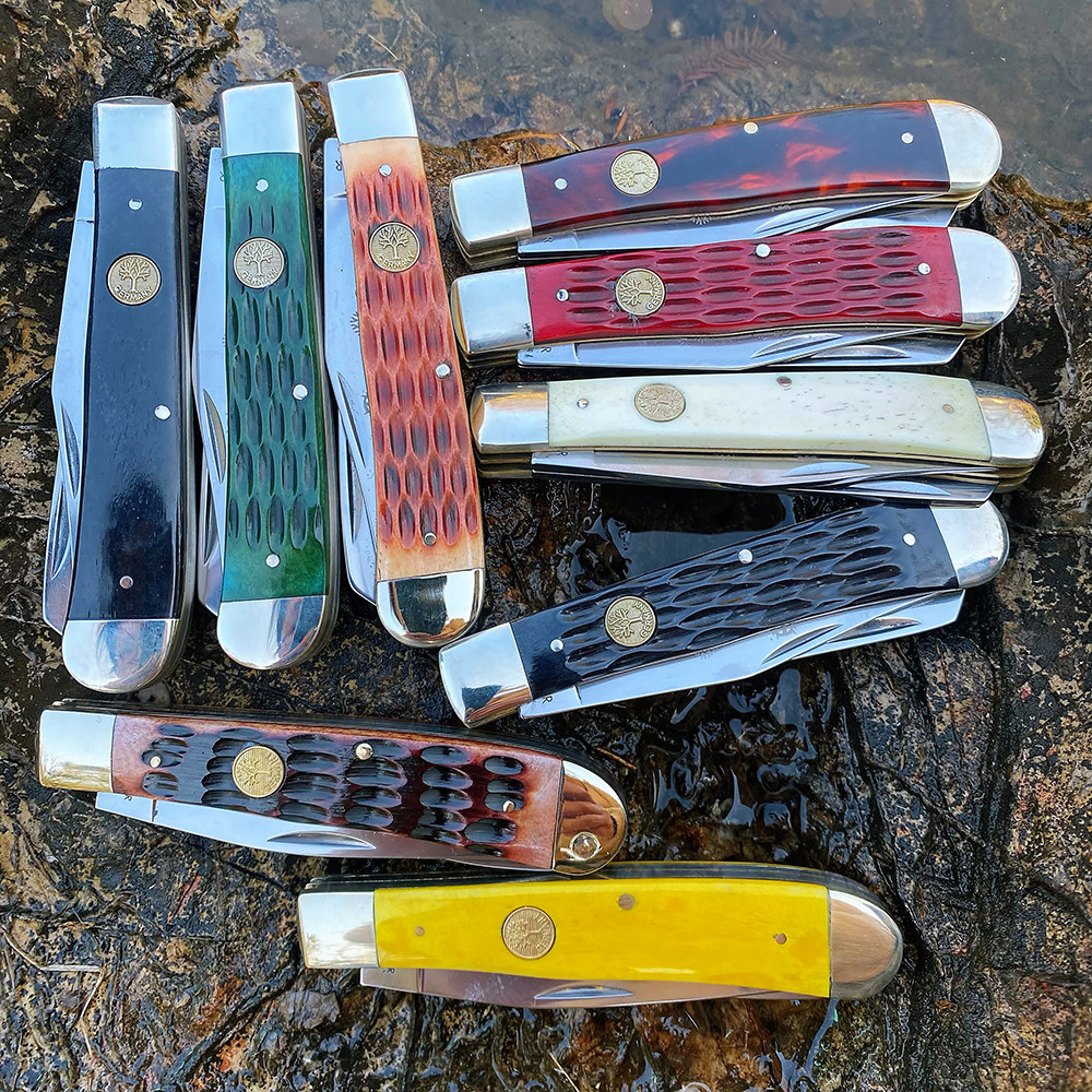 Watchman Knife Trapper Slip Joint Two Blade Folding Pocket Knives Classic Traditional Tree High