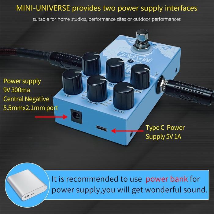 M-VAVE MINI UNIVERSE PEDAL EFEK GITAR REVEDITAL 9 MODE MINI EFX TRUE BYPASS SUARA NATURAL DINAMIS