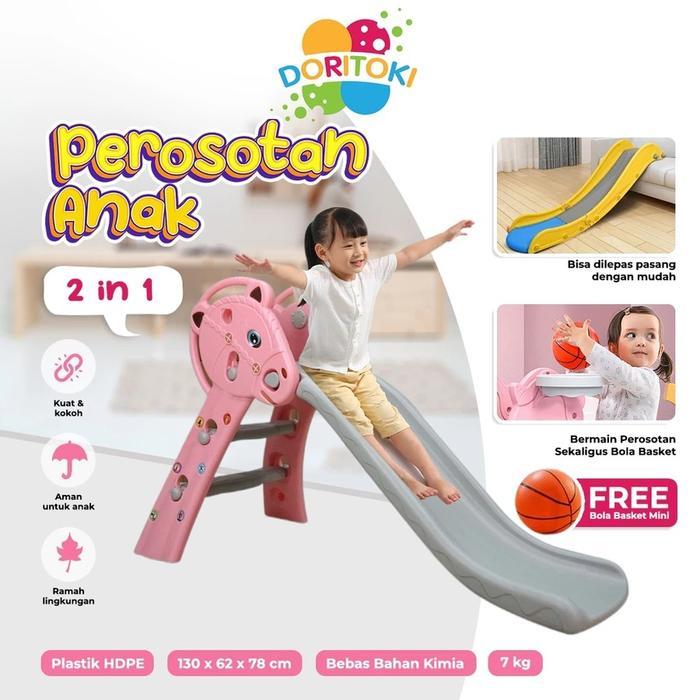 Stok Baru Doritoki SNI Mainan Perosotan Anak Prosotan Pagar Ayunan Kuda Kudaan Karpet