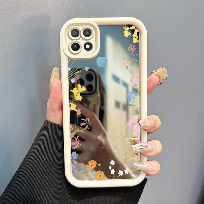 Casing Hp OPPO A15 A15s A35 Case HP Casing pola Bunga sekitar Kasing cermin Cesing Silikon Softcase