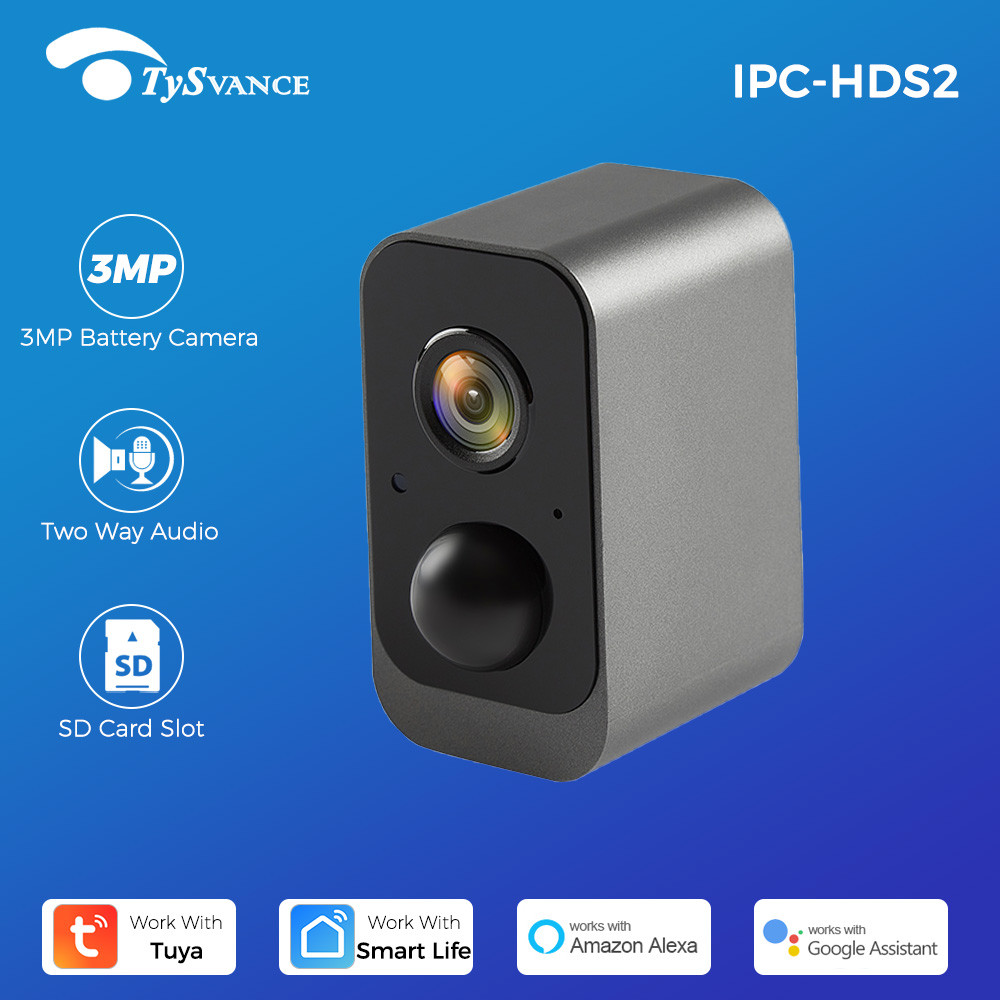 Tuya Smart Battery Camera Waterproof Indoor Outdoor Wireless Wifi 3Mp Surveillance Ip Camera Works