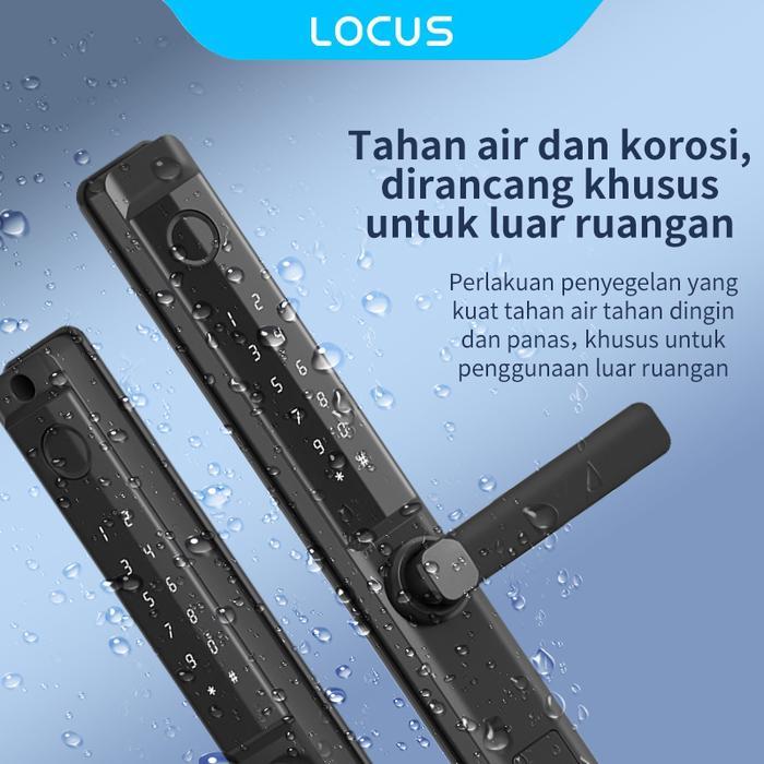 LOCUS S4 WATERPROOF SMART DOOR LOCK, KUNCI PINTU GESER, KACA, KUNCI PINTU DIGITAL SIDIK JARI,