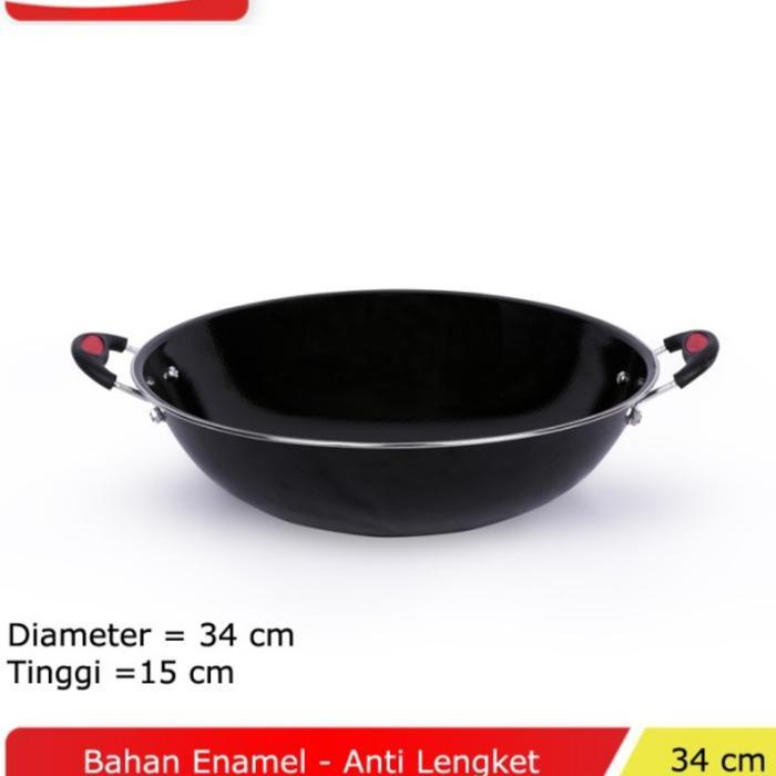 [Banting Harga] WAJAN ANTI LENGKET-WAJAN ANTI GORES-WAJAN 34 CM-WAJAN ENAMEL(OMICKO)