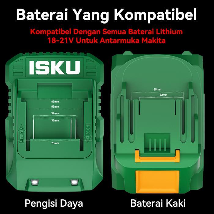 ISKU CHARGER BATERAI LITHIUM 21V - PENGISIAN CEPAT & AUTO STOP, CHIP PINTAR, ANTI PANAS, KOMPATIBEL