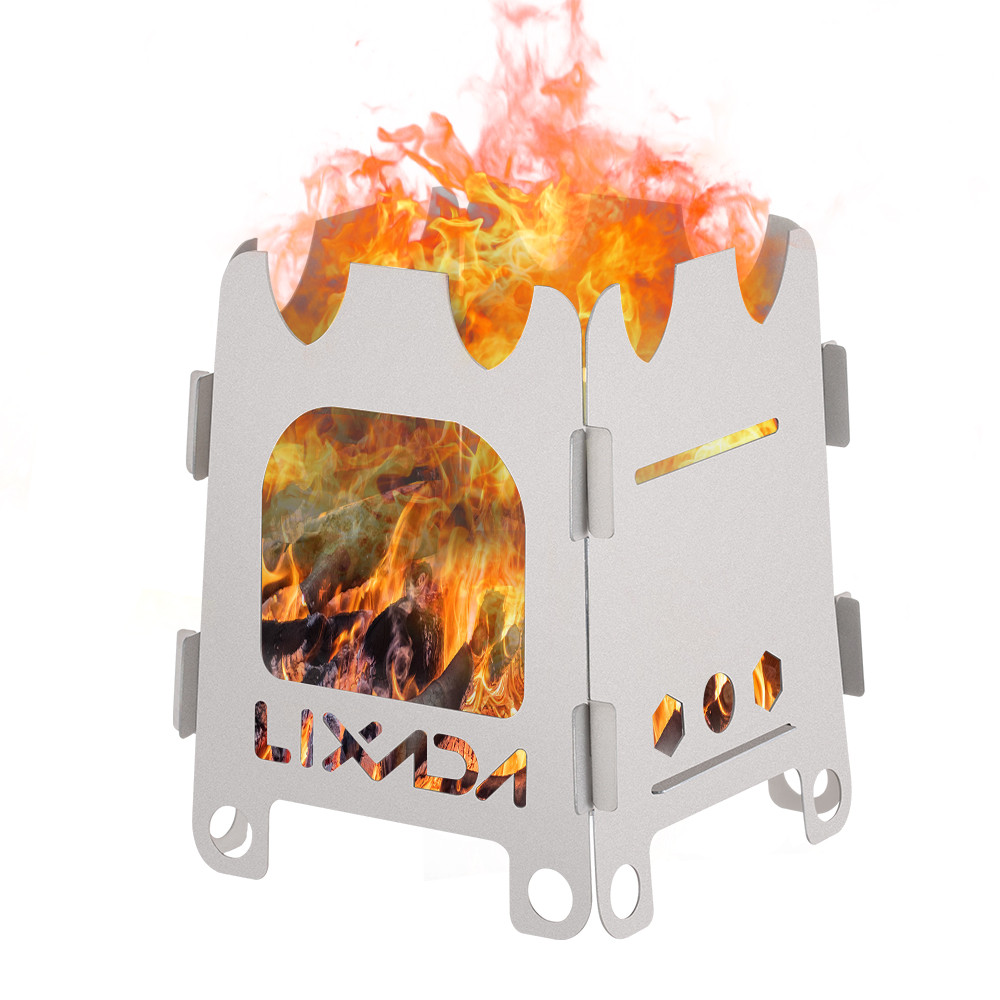 Lixada Titanium/Stainless Steel Outdoor Camping Stove Portable Ultralight Folding Wood Stove Pocket